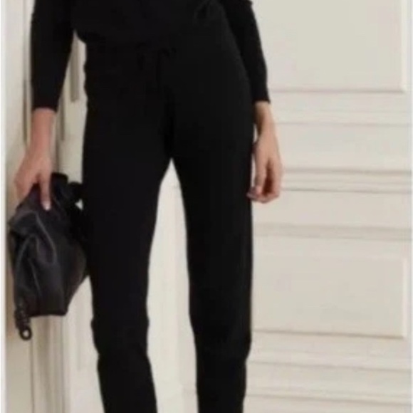Theory Relaxed Black Track Pants Cashmere Size P Fits XS - Picture 2 of 9